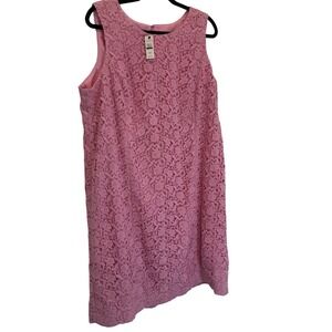 Talbots Woman Pink Lace Dress‎ Petites Feminine Preppy Bridal Cocktail Party 18W